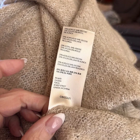 Free People, Neutral Beige Long Sleeve, Fine Gauge Pullover Swing Sweater Small - Picture 7 of 7